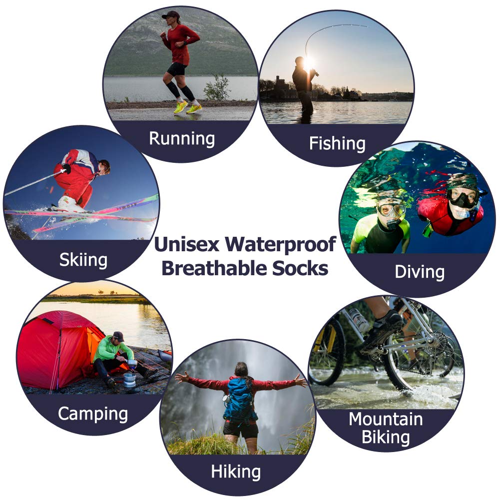 RANDY SUN Children Kids 100% Waterproof Socks Fishing Cycling Climbing Camping Hiking Socks Soft Breathable Antibacterial 1 Pair