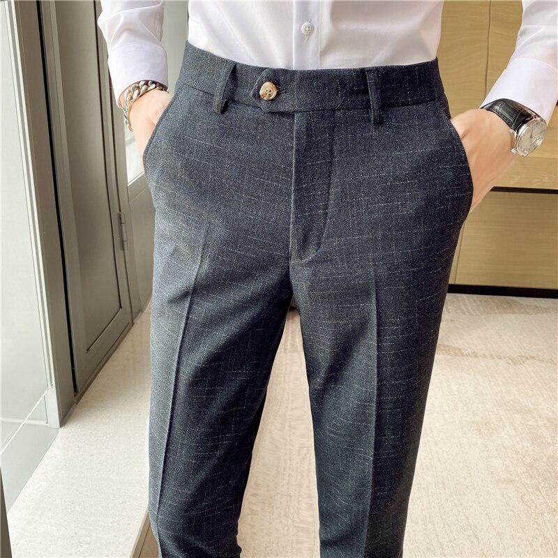 Herfst Formele Pak Broek Mannen Mode Slanke Kantoor Sociale Casual Broeken Wedding Bruidegom Jurk Broek Kostuum Homme: Black / 31