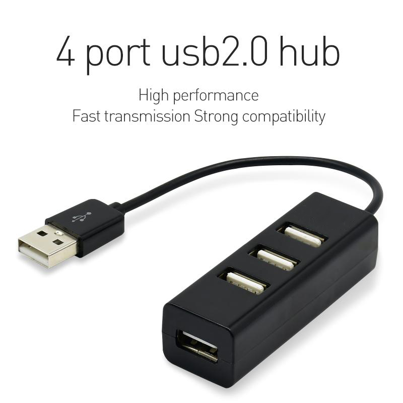 4-Port Usb Hub Mini Usb Spliter Hub Adapter Black High Speed Hub Usb 2.0 Adapter Voor Pc Computer accessoires