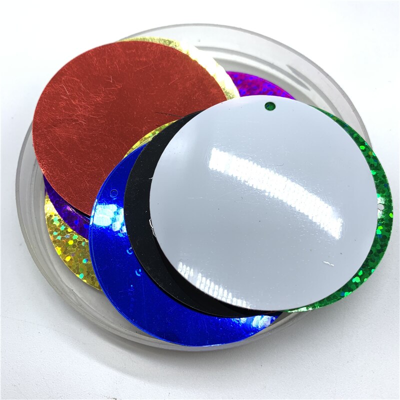 50 stuks 50mm PVC Platte Ronde losse Pailletten met 1 kant gat Pailetten naaien Wedding Craft Accessoires DIY Hanger sequinTrim: 18