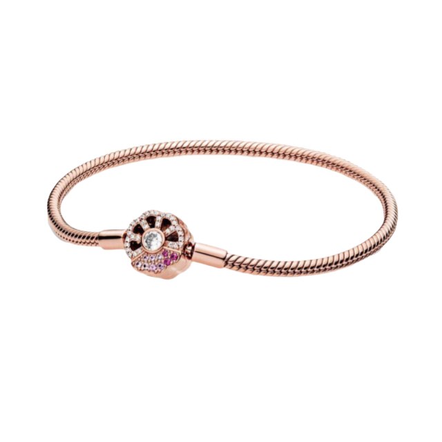 Real 100% 925 Sterling Zilveren Pan Armband Liefde Hart Kristal Armband Voor Vrouwen Fit Originele Diy Charm Sieraden: 18 cm