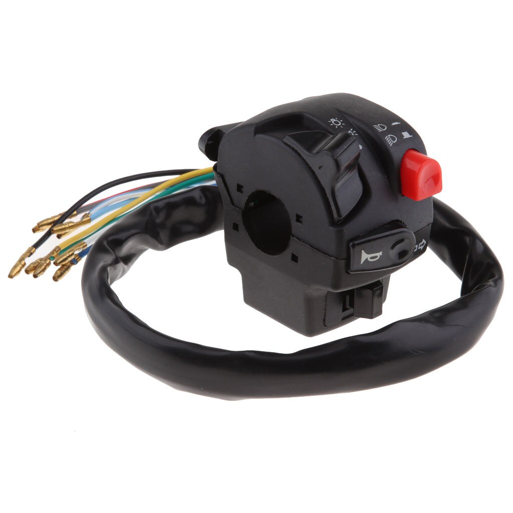 Motorfiets stuurhoornschakelaar, 22 mm 7/8 inch Motorfiets stuurschakelaar Koplamp Richtingaanwijzer Hoorn Aan/uit-drukknop
