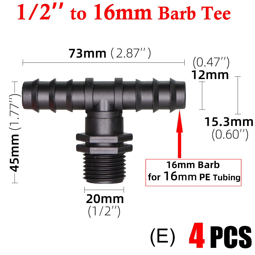 16 20 25MM 1/2" 3/4" Thread Connector to Barb 16mm 20mm PE Tubing Adapter Hose Joints Garden Drip Irrigation Coupling Fittings: PURPLE