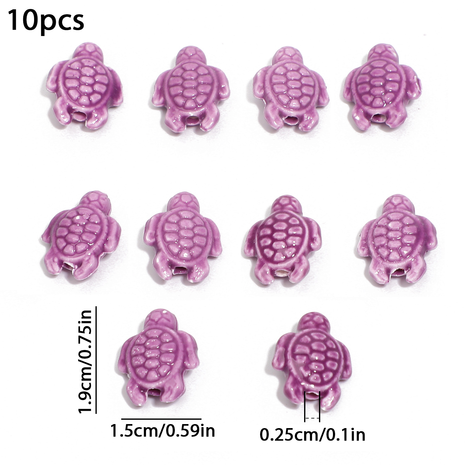 10 Uds. De cuentas coloridas mezcladas de tortuga marina, cuentas espaciadoras de cerámica esmaltadas florales, joyería para hacer DIY, collar, pendiente, pulsera, 19x15mm: Blanco