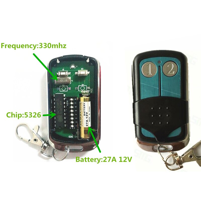 Malaysia 5326 330mhz dip switch auto gate duplicate key fob garage door remote control