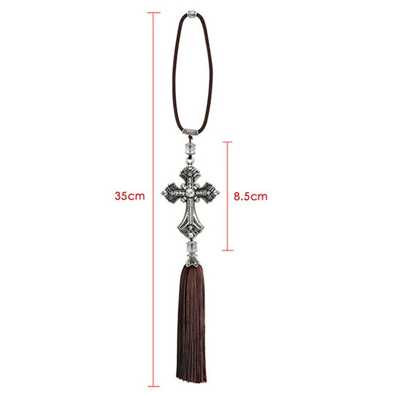Pendentif de voiture en diamant en métal et cristal, croix de jésus, chrétien, rétroviseur, accessoires de style, décoration automobile