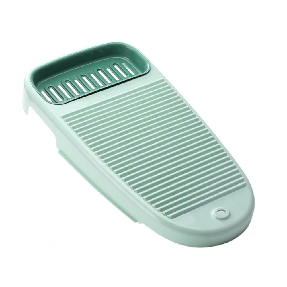 Plastic Thickened Washboard with Draining Board Soap Box Washing Cleaning Tool: Green L