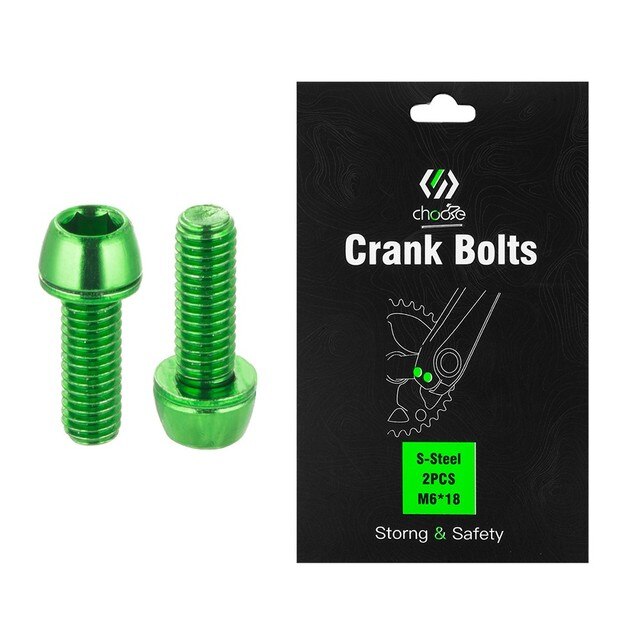 Pernos de manivela de bicicleta, tornillos de fijación de brazo de bielas de M6 x 18mm, ultraligeros de aleación de titanio para bicicleta de montaña y carretera: green