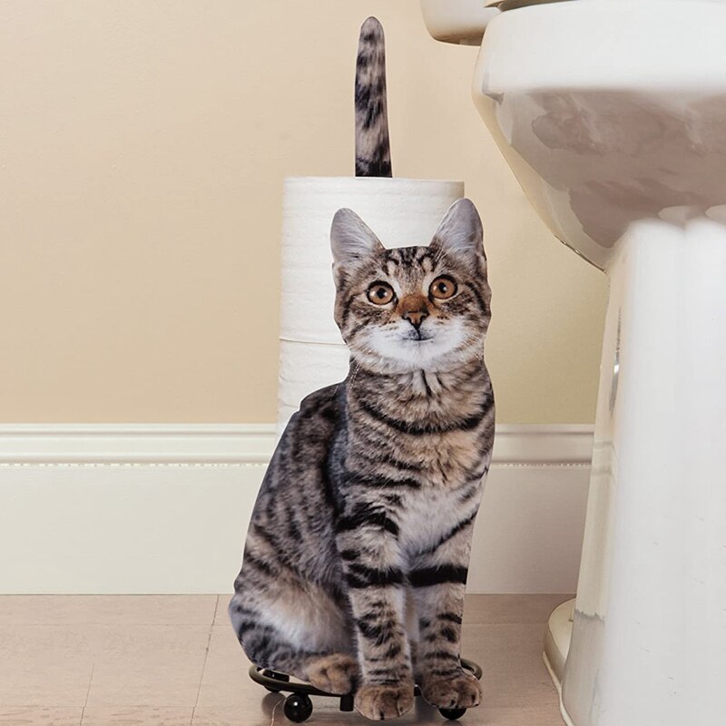 Animal Themed Decorative Toilet Roll Holders Metal Cat Free Standing Bathroom Accessory Paper Towel Paper Dispenser