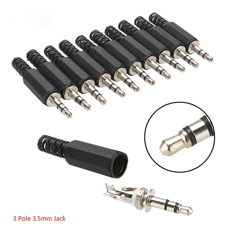 1/5/10pcs 3.5mm Jack Stereo 3 Pole Male Jack for DIY Headset Earphone Used for Repair Earphone Solder Plug Connector Adapter