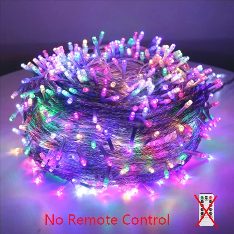 Guirnalda de luces Led de 1M-100M, guirnalda de luces navideñas impermeables para exteriores e interiores, decoración para árbol, calle, boda, , 2025: Verde / L