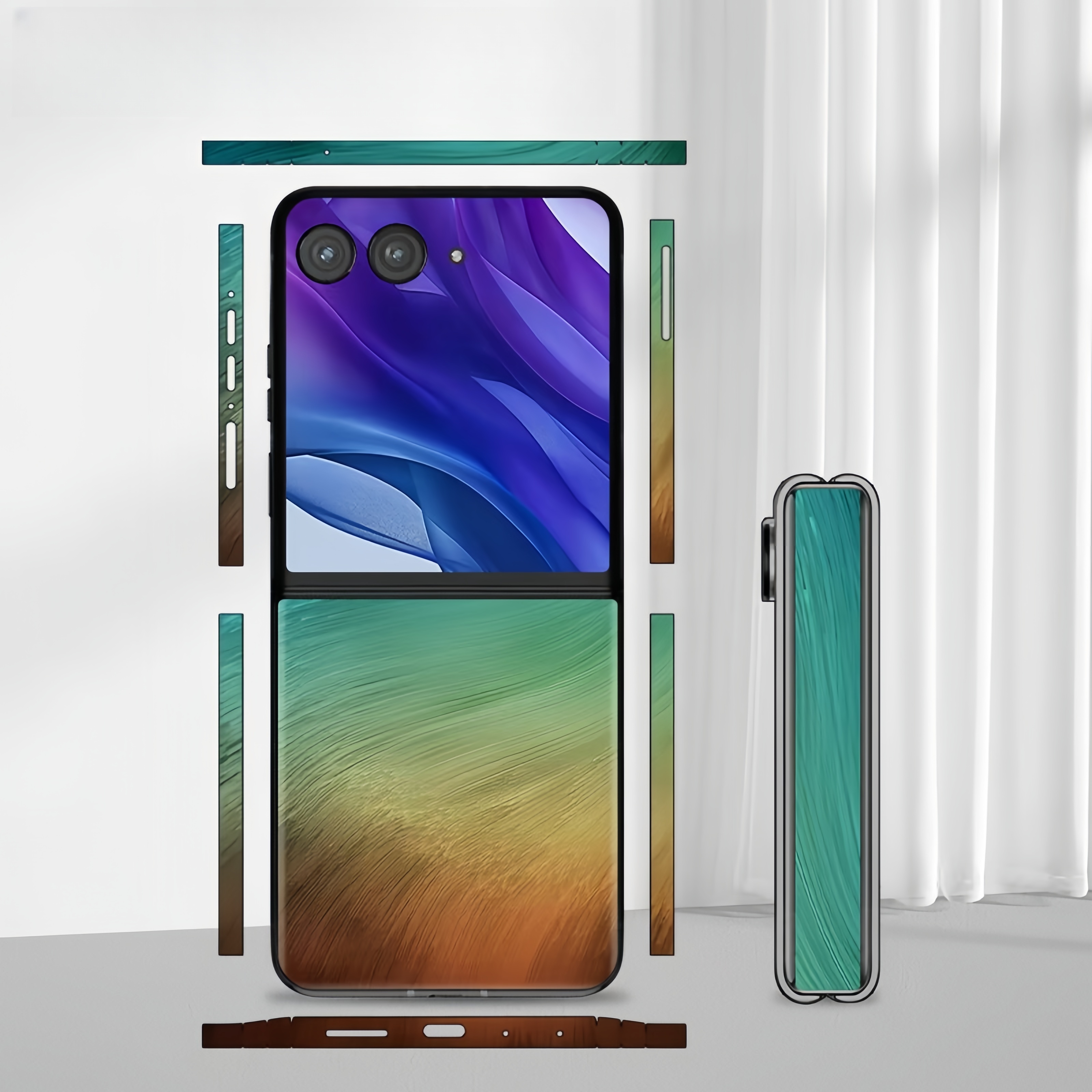 Colorful Anti-Scratch Phone Skin For Motorola Razr 40 50 Ultra Back + Hinge Decal Matte Film For Moto Razr 40 50 Decal Sticker: Glazed / Bundle 19