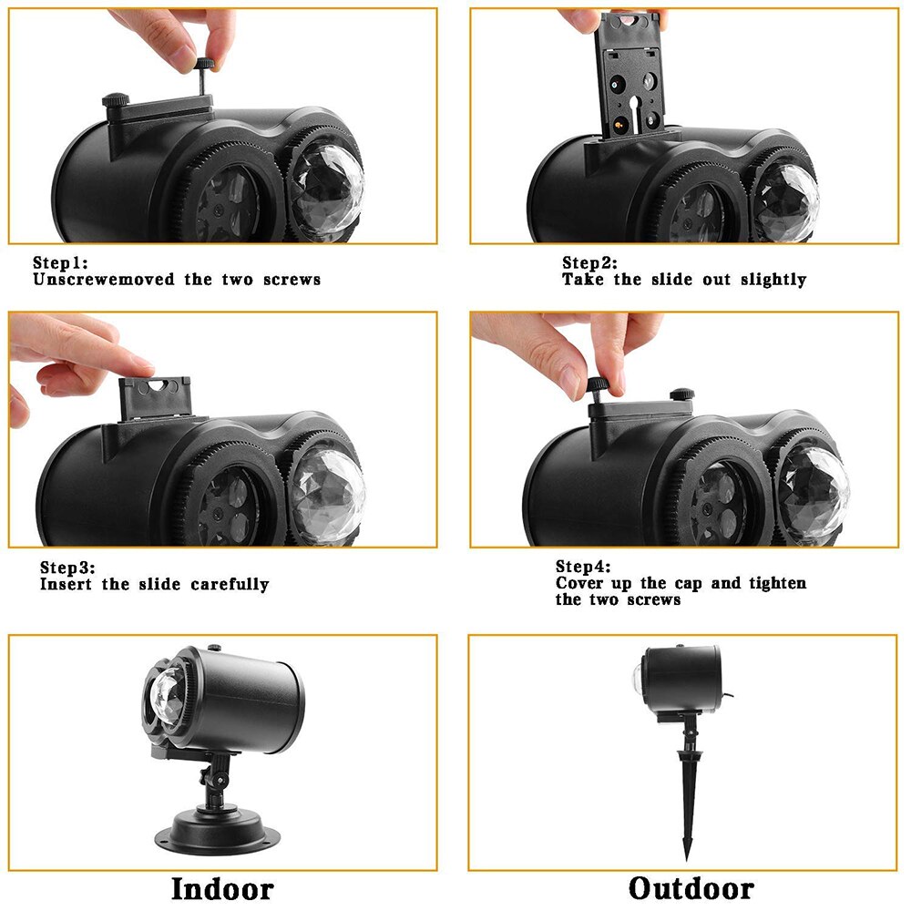 Water Wave Halloween Kerst Projector Licht 2-in-1 Moving 12 Patronen LED Dubbele Projector Lamp Waterdicht Tuin effect Lamp