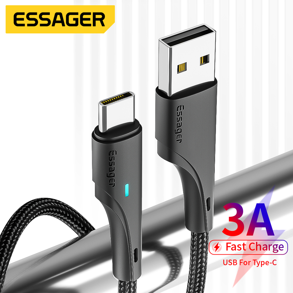 Essager Usb Type C Kabel Voor Samsung Xiaomi Huawei 3A Snel Opladen Usb C Kabel Mobiele Telefoon Type C Lader USB-C Data Wire Cord
