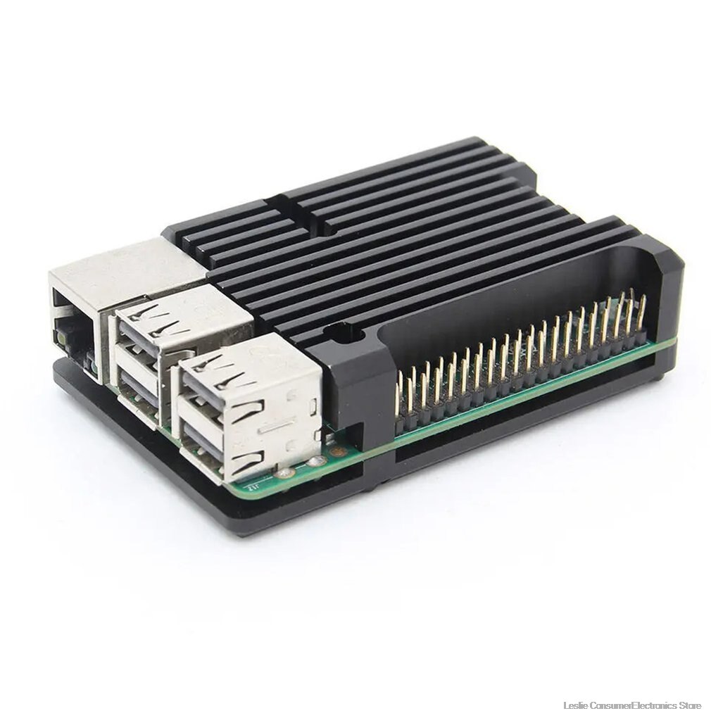 Raspberry Pi 4/3 Aluminum Case with Dual Cooling Fan Metal Shell Black Enclosure for RPI Raspberry Pi 4B/3B/3B+: D