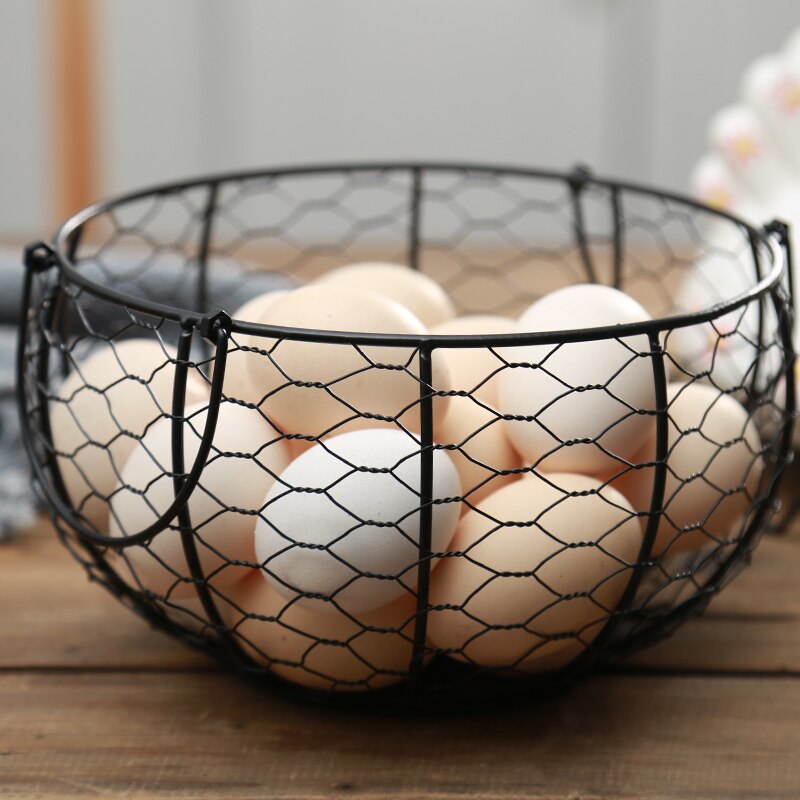 Cesta de cerámica con soporte para huevos, cesta de cerámica para colección de huevos, pollo, alambre y fruta, decoración de cocina, almacenamiento, 19cm x 22cm