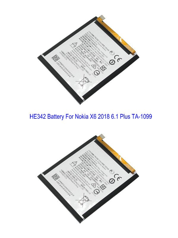 1x HE342 3060 Mah/11.78Wh Vervangende Batterij Voor Nokia X6 6.1 Plus Ta-1099 Ta-1109 x5 5.1 Plus Batterijen Bateria: 2PCS Battery Only