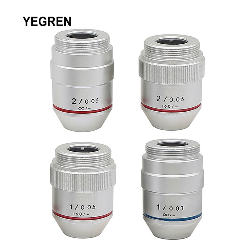 1X 2X Achromatic Objective Lens Infinity Objective for 195 Biological Microscope Accessories with RMS Thread Low Magnification