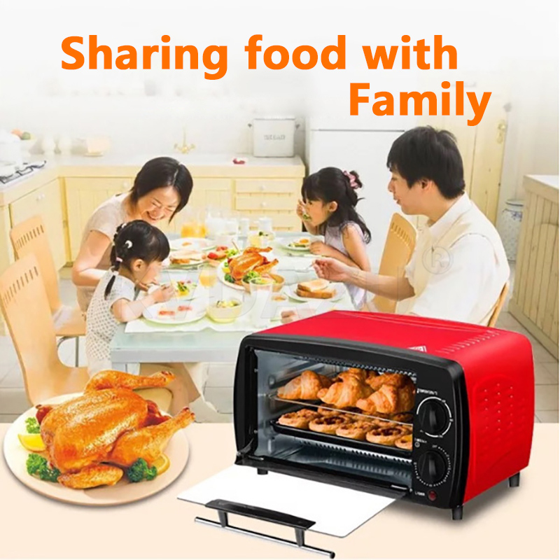 2 Layer 12L Mini Electric Baking Oven Home Pizza Oven Baking Tools For Cakes Chicken Wing Temperature Control Timing 220V
