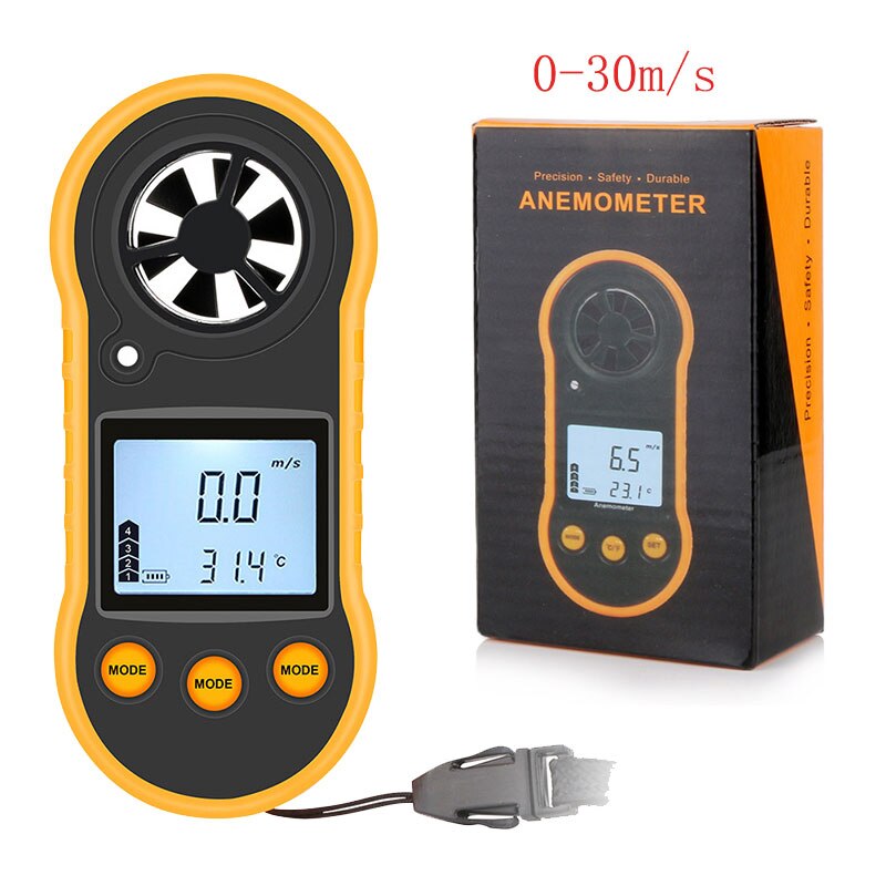 Digital LCD Wire Anemometer 30m/s Wind Speed Gauge Measuring Instrument Temperature Measurement