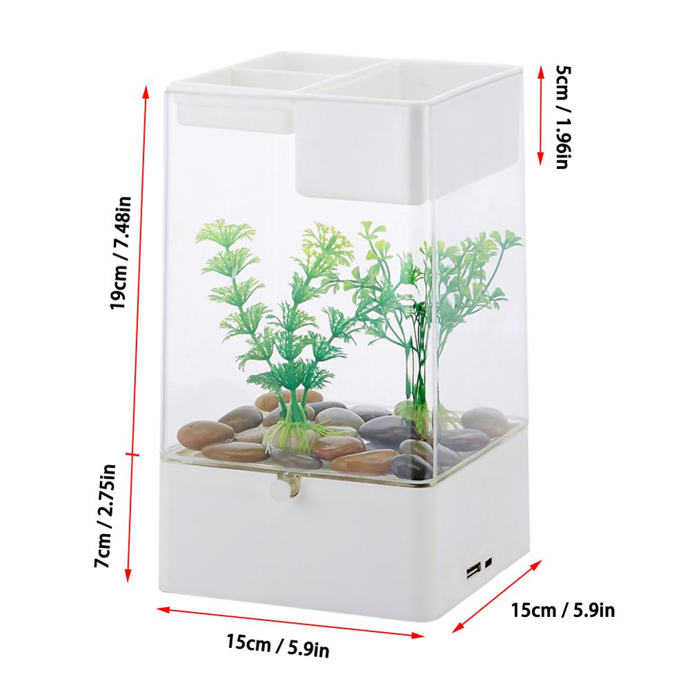 Self-cleaning Fish Tank Lazy Small Acrylic Goldfish Tank Desktop Transparent Bucket Fish Tank Ecological Bare Cylinder