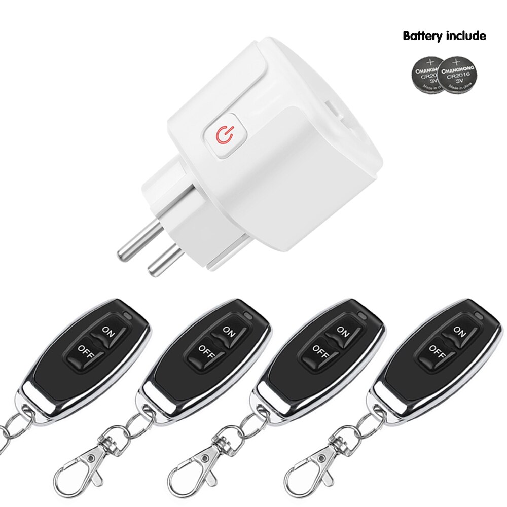 433 mhz trådløs fjernkontroll smart bryter  ac 220v 15a fjernkontroll eu stikkontakt universell rf relé mottaker på av kontroller til lys: 1s 4t
