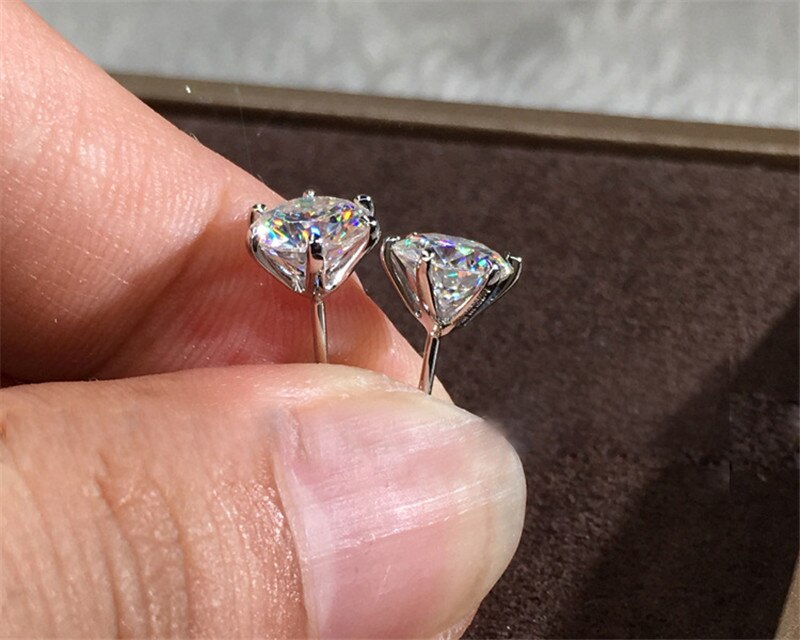 Vecalon Solitaire Oorbel Aaaaa Cz Stone Echt 925 Sterling Zilveren Verklaring Party Wedding Stud Oorbellen Voor Vrouwen Bruids Sieraden
