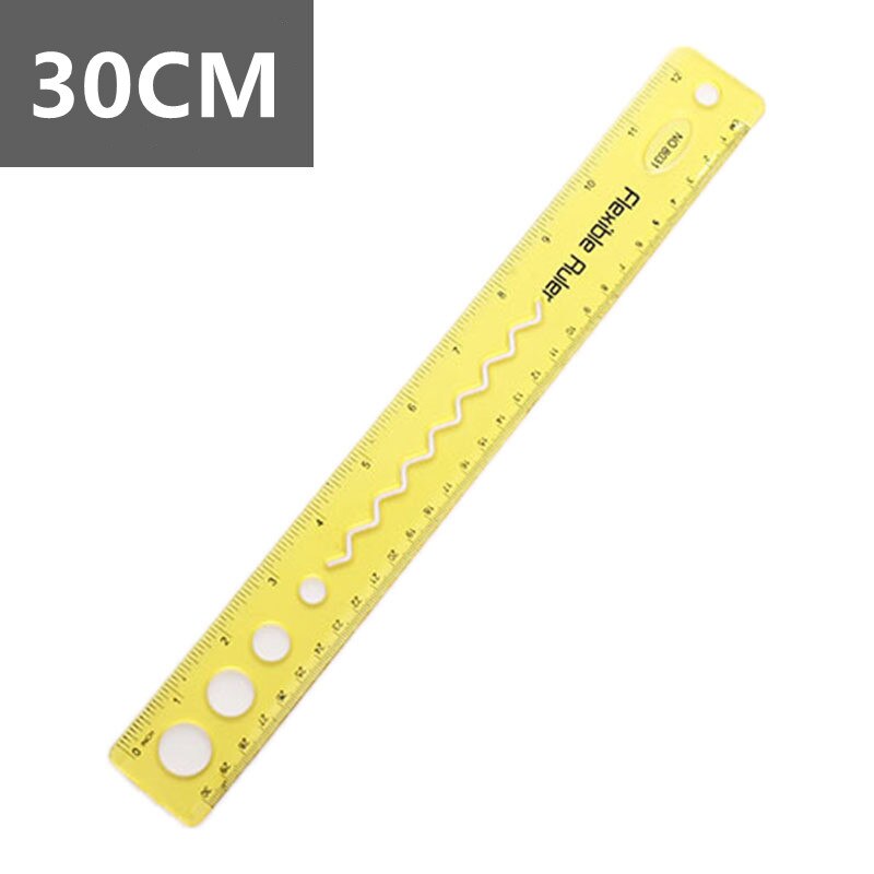 4pcs Combination Ruler Set Multifunctional Soft rubber Ruler student stationery set Children plastic ruler drawing tool: 30cm single ruler A3
