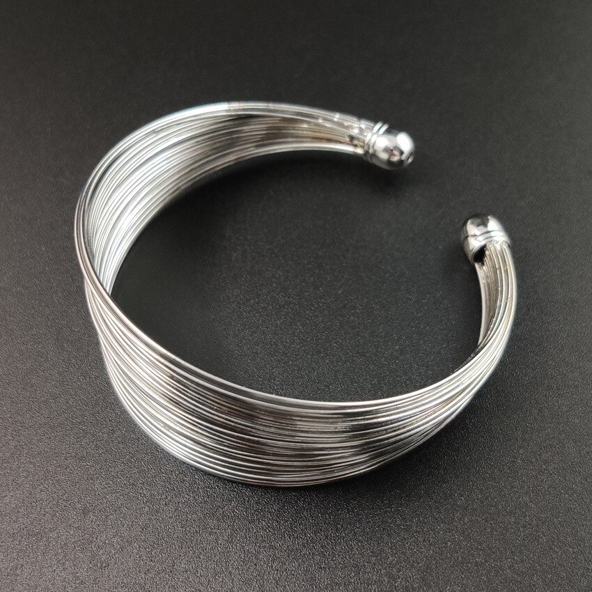 Multicamadas de metal fio manguito pulseira feminina 2021 moda jóias acessórios geométrico aberto punk pulseira