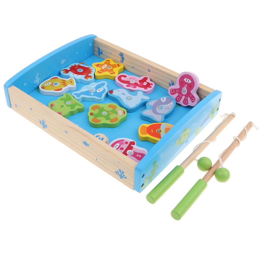 Baby Developmental 15pcs Wooden Magnetic Numbers Fishing Game Toy, Fine Motor Skills, Early Learning, Birthday