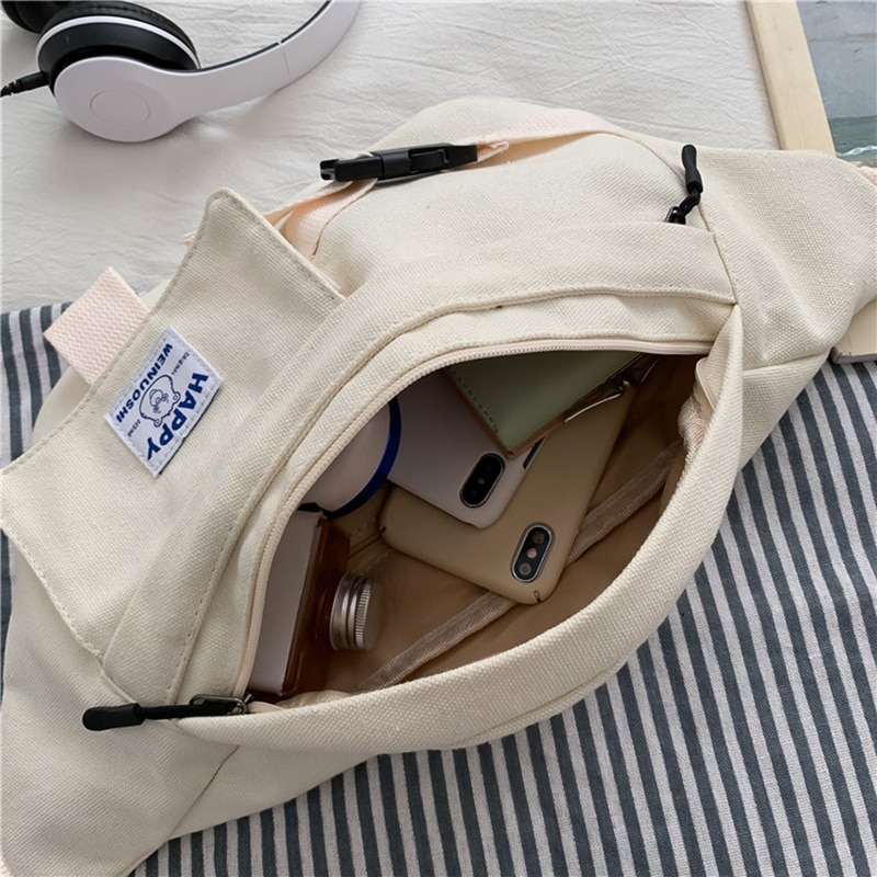 Unisex midjeväska fanny pack harajuku street style hip hop väska axelväskor stor kapacitet canvas crossbody pack midjepaket