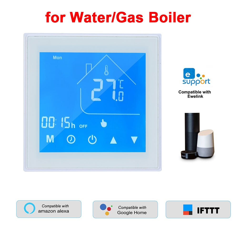 WiFi Smart Thermostat Temperature Controller LCD Display Week Programmable for Water Heating Ewelink Compatible with Alexa: W Water Gas Boiler