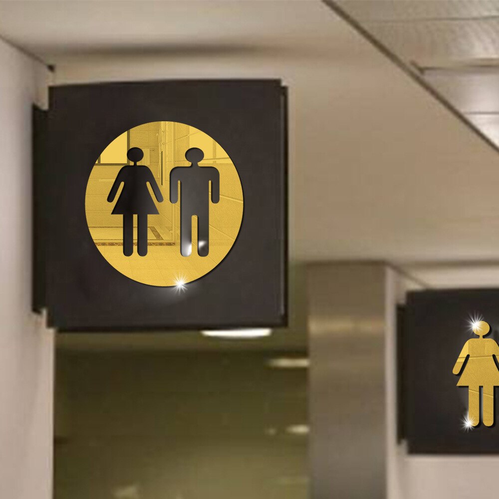3D Vinyl Bad Spiegel Aufkleber Frau & Mann Wc Zeichen Spiegel Wand Aufkleber Home Hotel Waschraum Tür Zeichen Spiegel Aufkleber
