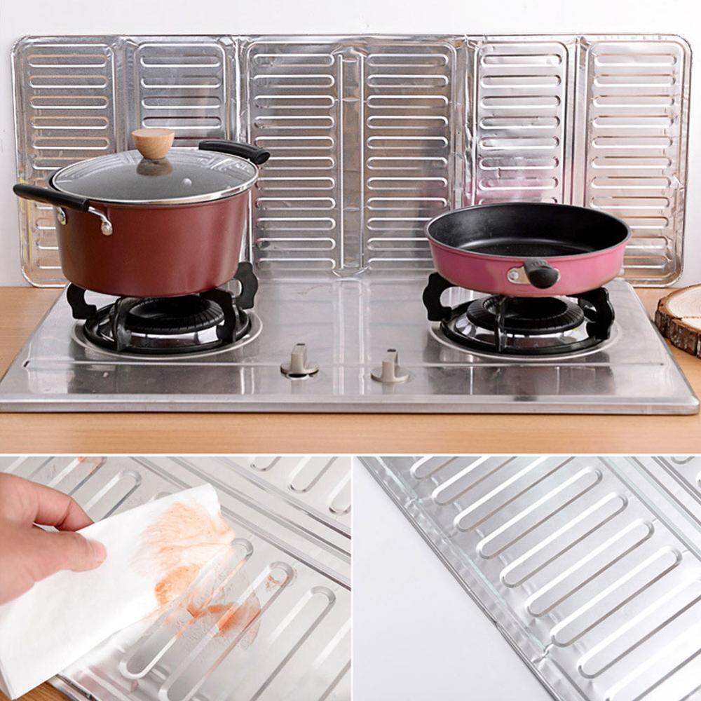 Kitchen Aluminium Anti-oil Plate Foldable Stove Heat Insulation Splash Proof Baffle Wall Protected Screens Kitchen Accessories