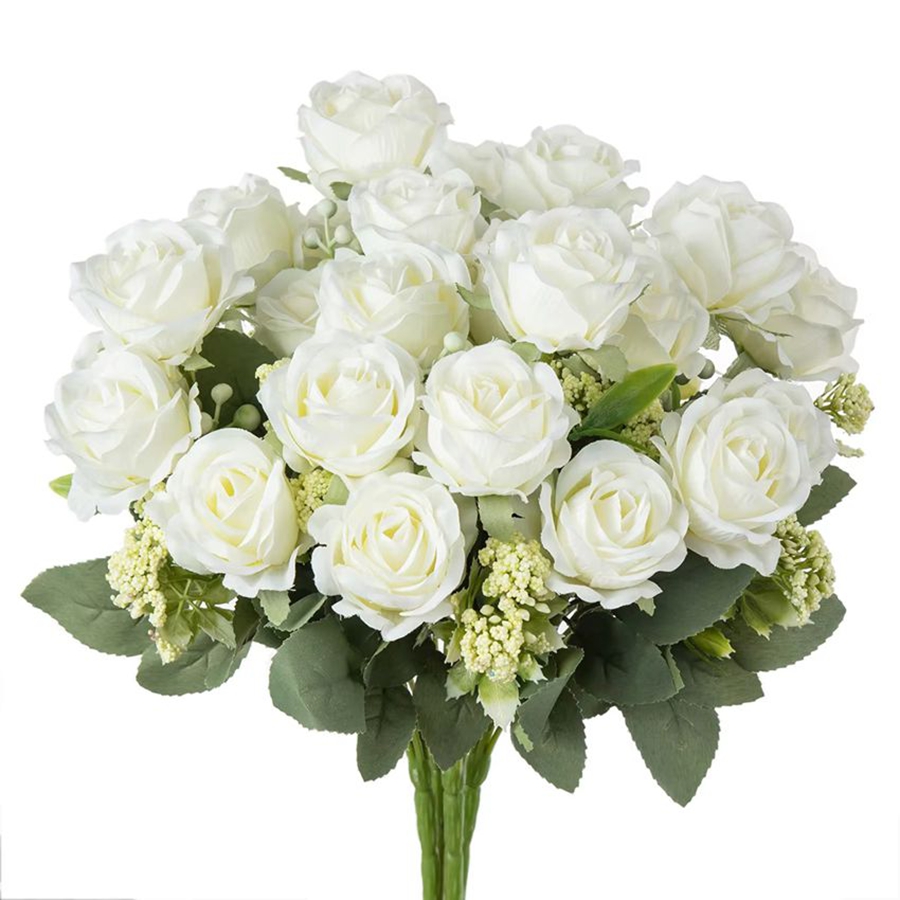 Flores artificiales de seda, ramo de rosas para el Festival, jarrón de Mesa para el hogar, ramo de novia, decoración de bricolaje, utilería para escenario