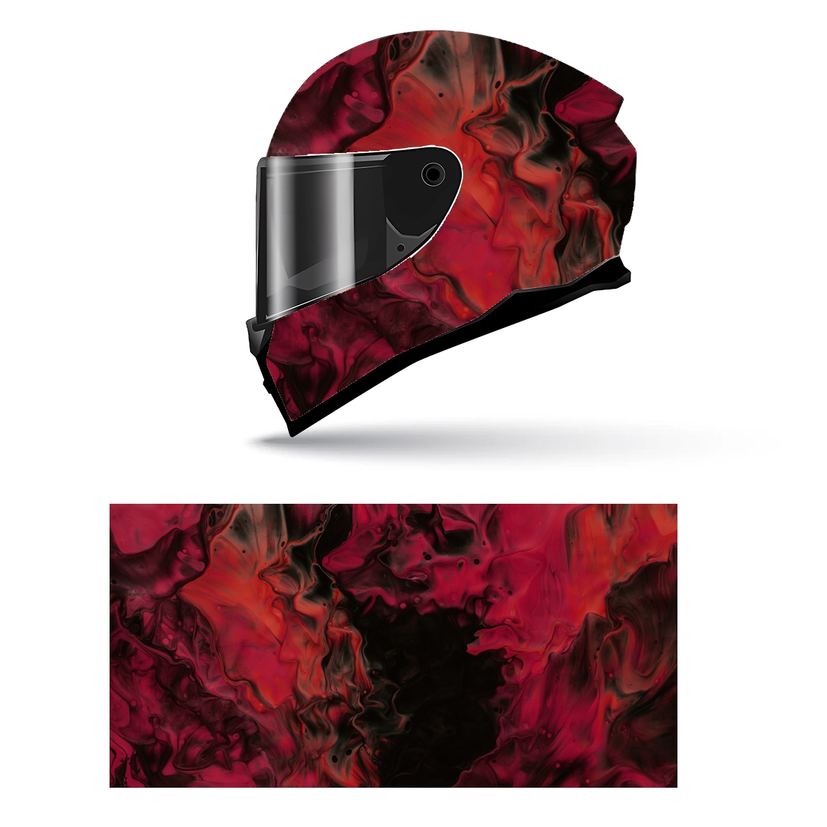 Abstract Red Smoke Full Helmet Wrap Sticker Motorcycle Helmet Racing Graphic Decal Vinyl Wrap Helmet Decorative Sticker: XL / WHITE