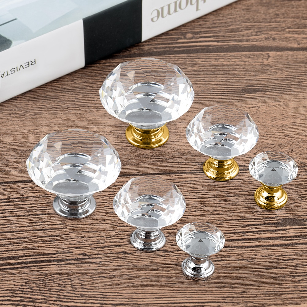 20-40Mm 10Pcs Draagbare Meubels Handvat Diamant Kristal Glas Legering Deur Ladekast Kast Trekken Knoppen Wereldwijd winkel Set