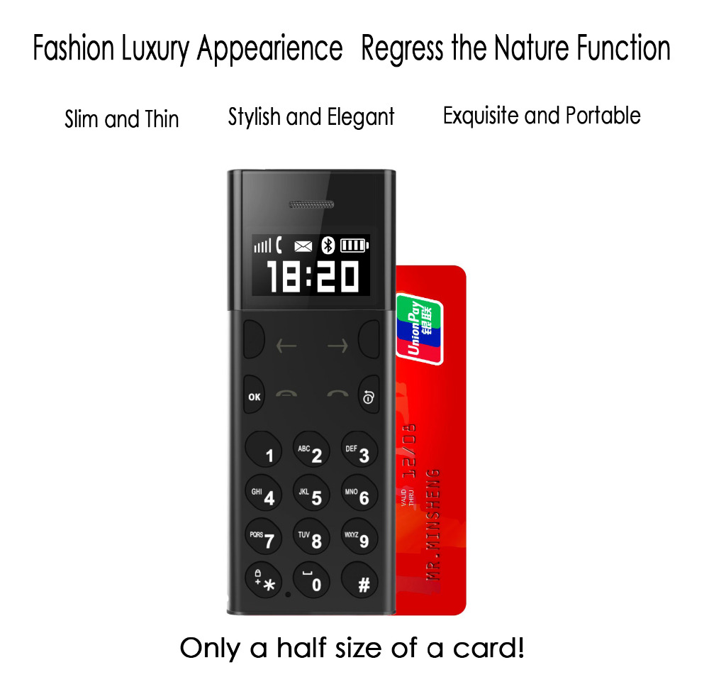 AEKU A5 Ultra Thin Metal Body Card Phone Students Children Old Man Pregnant Women Bluetooth Dialer MP3 Player