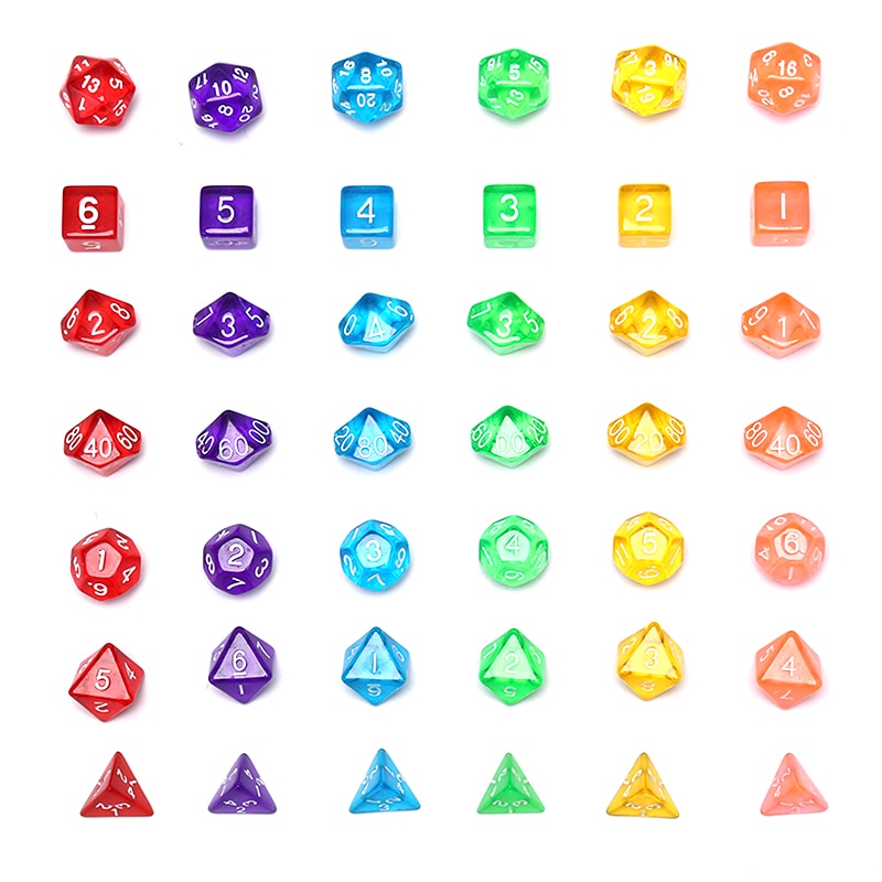 7 teile/satz Kreative Spiel Würfel D & D Bunte Mehrfarbige Würfel Gemischt