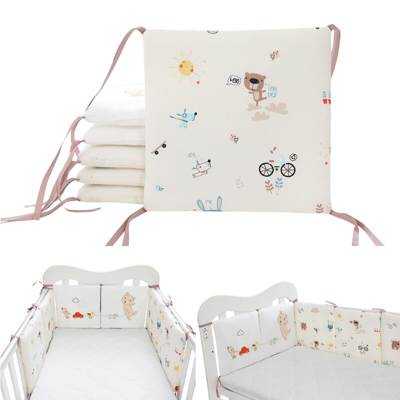 6 Pcs Baby Zachte Katoenen Wieg Bumper Pasgeboren Bed Cot Protector Kussens Infant Kussen Mat Nursery Bedding Room Decor