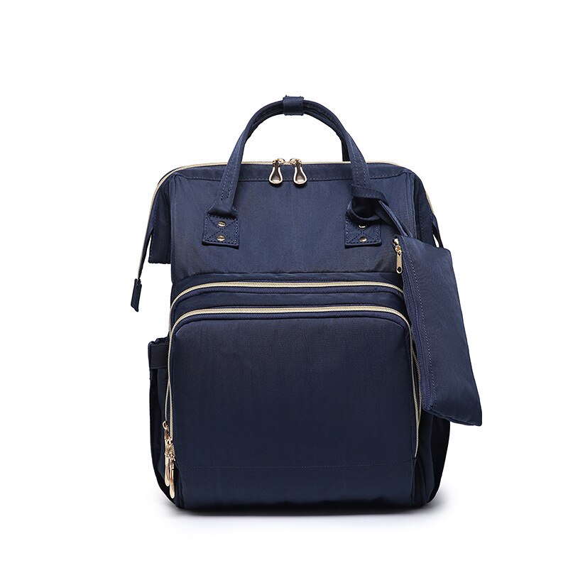 Bolsos de pañales nuevos de mochila multifuncional plegable cama de bebé bolso de cuna de gran capacidad cochecito bolsa aislante enfermería: Navy