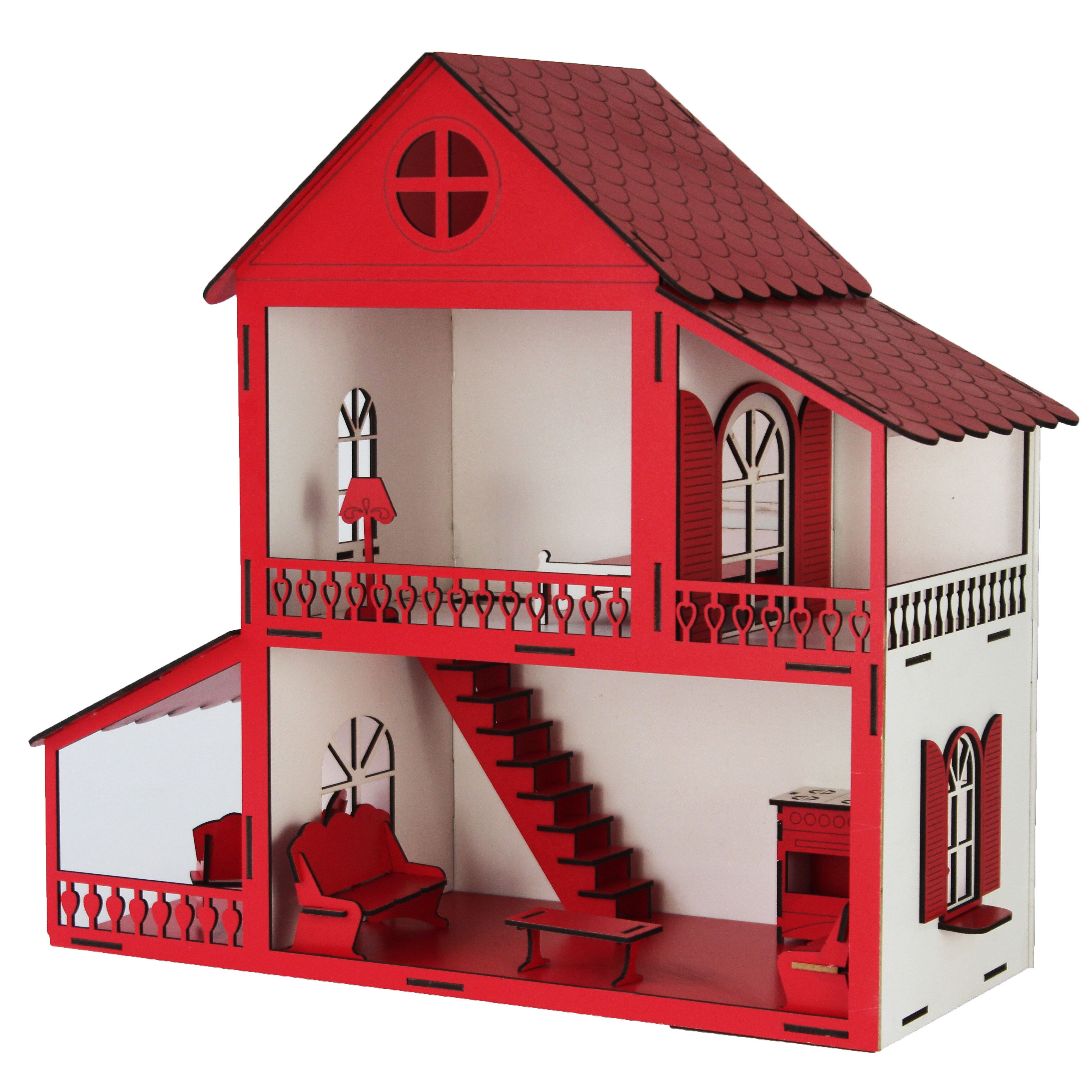 Kleine Roze Droom Kinderen Houten Villa Huis Speelgoed Speelsets Accessoire Baby Pop, Veilig Houten Meubelen Meisje Dochter Speelgoed Gekleurde