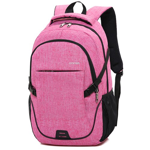 Mochila escolar impermeable de nailon para niños y adolescentes, morral escolar de gran capacidad para ordenador portátil de negocios: pink