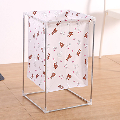 Non-woven Laundry Basket Wrought Iron Frame Assembled Waterproof Hamper Household Dirty Clothes Storage Bucket Multi-purpose Ham: Dark Khaki