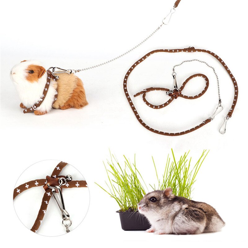 Cute Adjustable Pet Rat Mouse Hamster Harness Rope Pet Hamster Leashes Lead Collar For Rat Mouse Pet Outdoor Supplies Home
