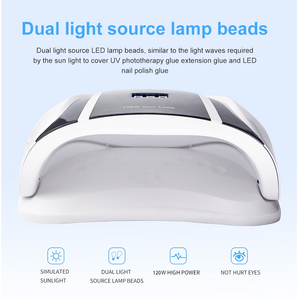 Nail Salon 120W Super Fast-drying Nail Lamp LED Nail Dryer Two Hand 4 Timing Mode Curing All Gels With Motion Sensing UV Lamp