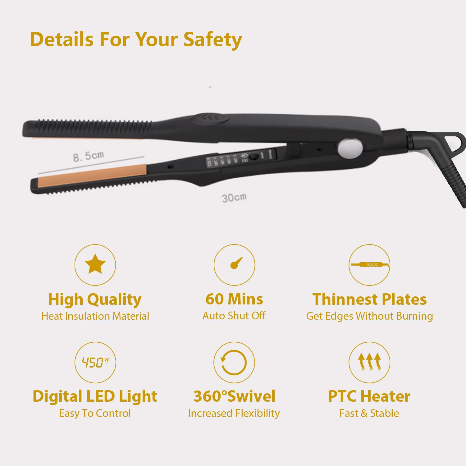 Flat Iron Hair Straighting Ceramic Titanium Small Short Straightener Curling Iron Hair Cut Straighten Iron Infrared Heated Plate