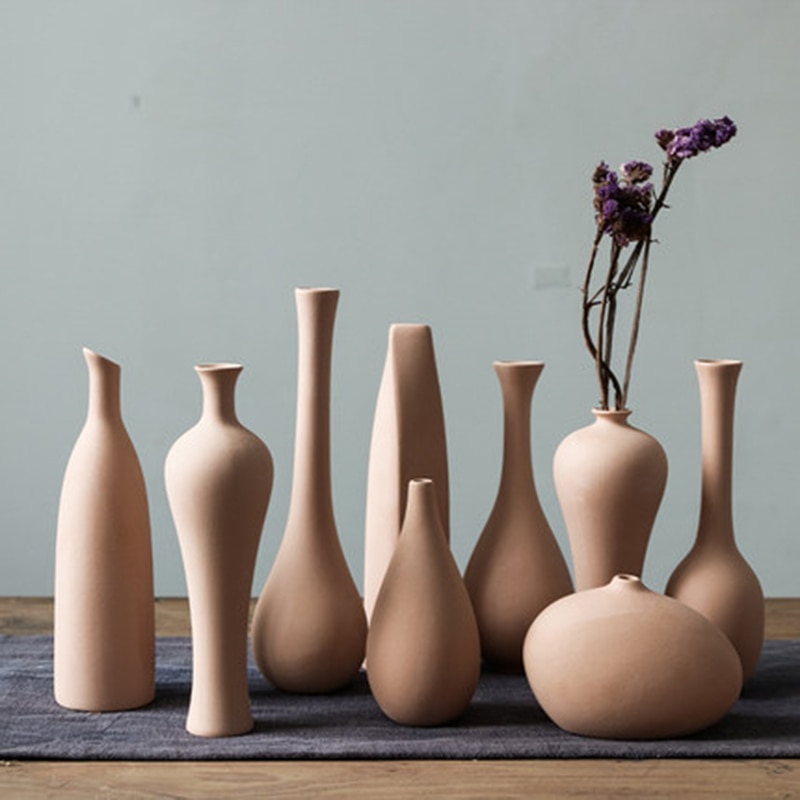 Minimalistisk nordisk boligindretning almindelig vase keramisk kunst kinesiske vaser gamle til blomster rustik enkel porcelæn