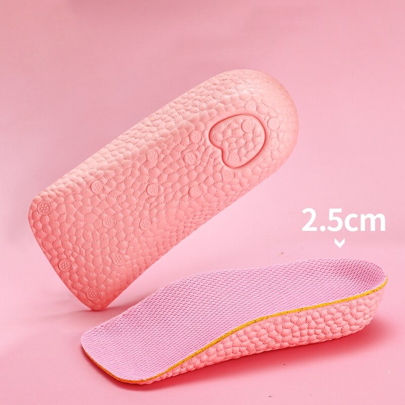 Cuscino per scarpe con rialzo in altezza supporto per arco traspirante sollevamento leggero mezzo tacco 1.5CM 2.5CM 3.5CM solette alte per unisex: rosa-2.5CM