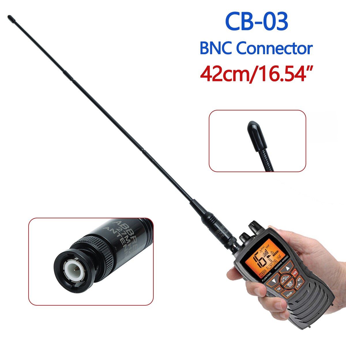 ABBREE 27Mhz BNC Teleskop 23/130cm Antenne für Kobra Mittelland Uniden Maxon Präsident Anytone Handheld/Tragbare CB Radio Walki: CB-03